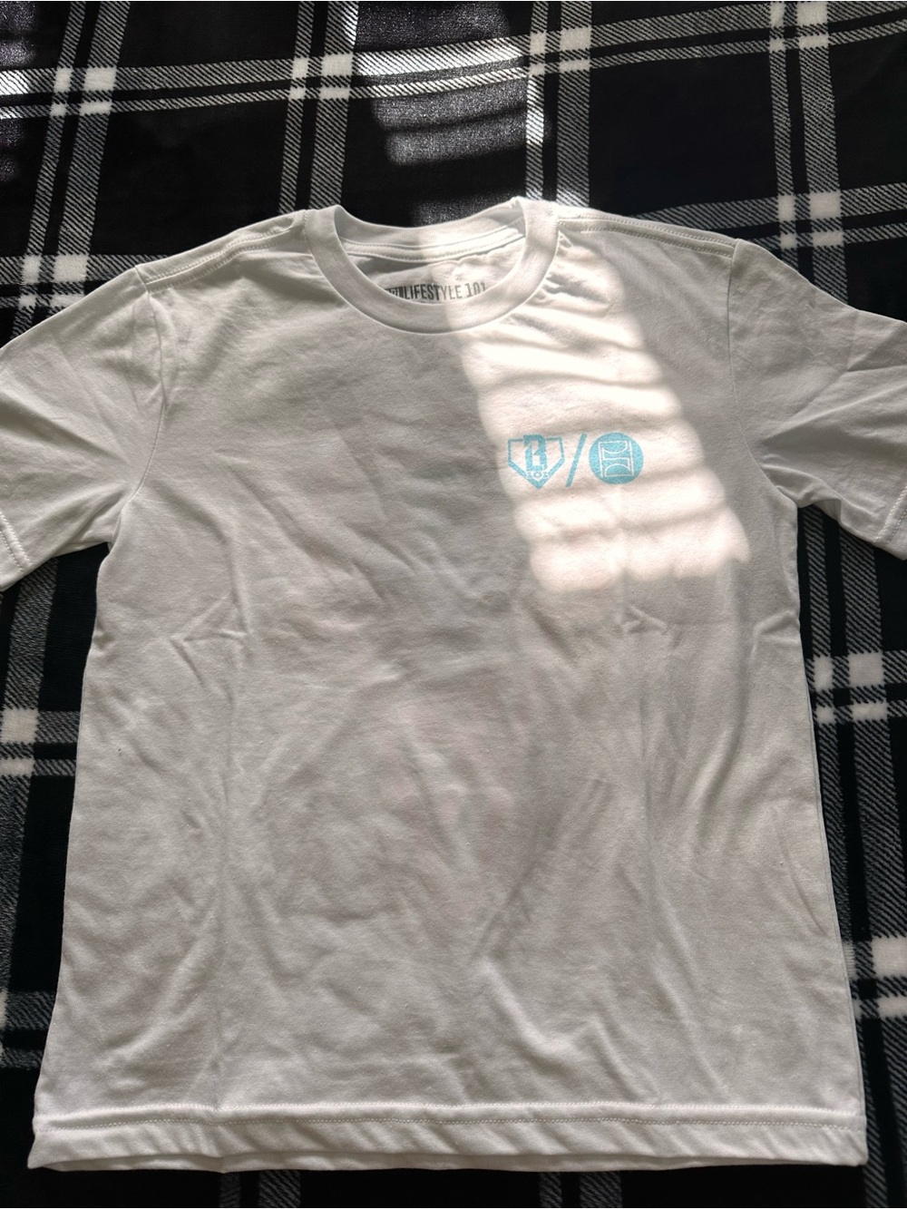 Baseball Lifestyle 101 White Kids Short-Sleeve Graphic Tee with Light Blue Logo